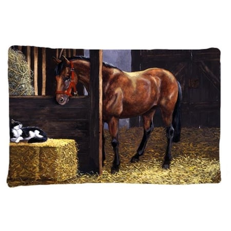 Jensendistributionservices Horse in Stable with Cat Fabric Standard Pillowcase MI256132